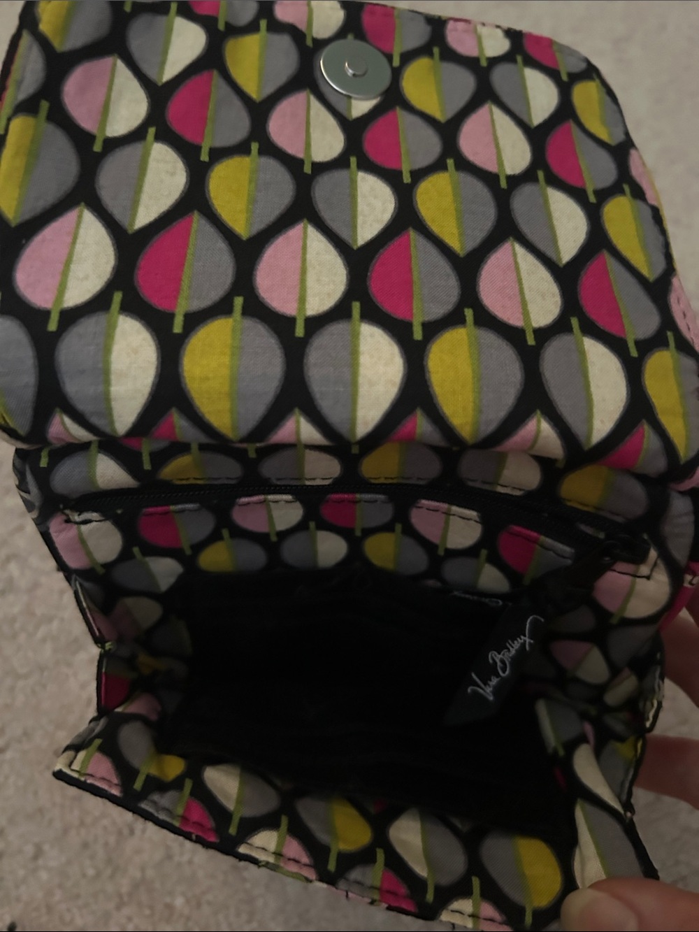 Vera Bradley Quilted Floral Crossbody Bag in Black and Pink - Picture 3 of 4